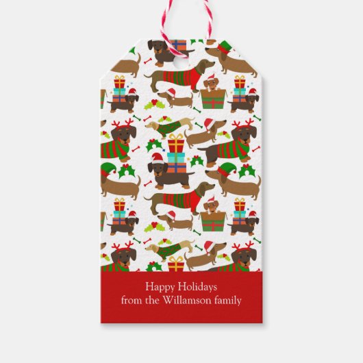 Labels met kerstcadeaus voor Dachshund Cadeaulabel (Voorkant)