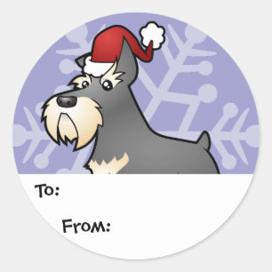 Labels met kerstcadeaus voor Schnauzer
