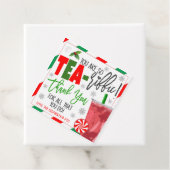 Labels met kerstcadeaus voor theedia (In situ)
