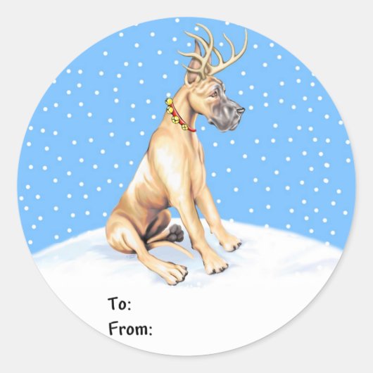 Labels met kerstcadeautjes voor grote rendierrendi (Voorkant)