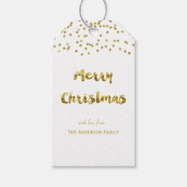 Labels met kerstcadeautjes voor vrolijk kerstgoud cadeaulabel