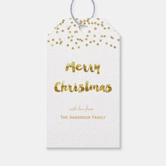 Labels met kerstcadeautjes voor vrolijk kerstgoud cadeaulabel (Voorkant)