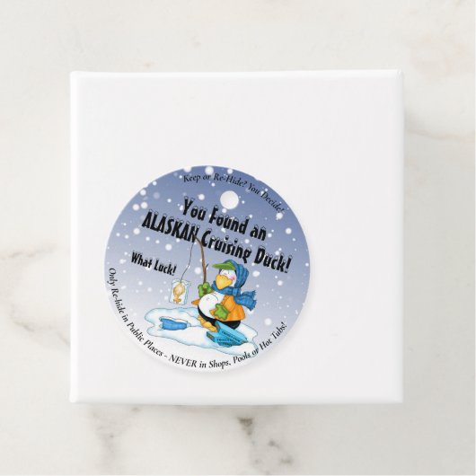 Labels met kruisende eend (In situ)