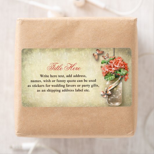 Labels met Mason Jar rustieke jute achtergrond (Insitu)