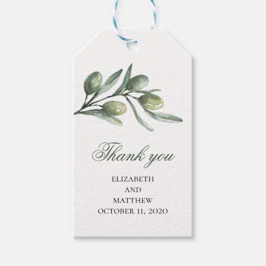 Labels met olijfgeschenk. Groen dank je wel. Itali Cadeaulabel (Voorkant)
