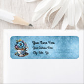 Labels met prachtige theekopjes gevuld met bloemen (Insitu)