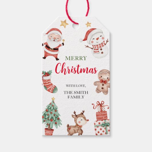 Labels met prettige kerstcadeaus cadeaulabel (Voorkant)