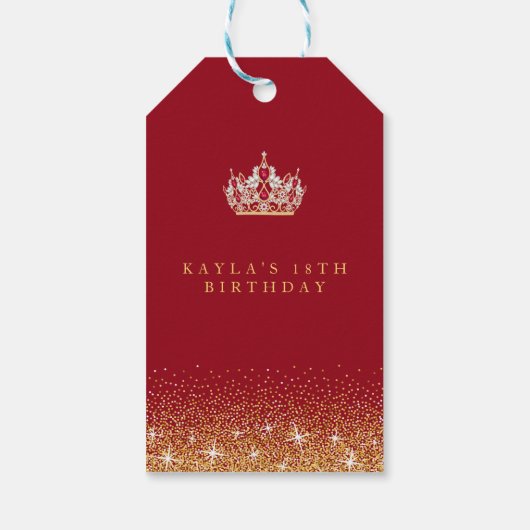 Labels met rode en goudglitter cadeaulabel (Achterkant)