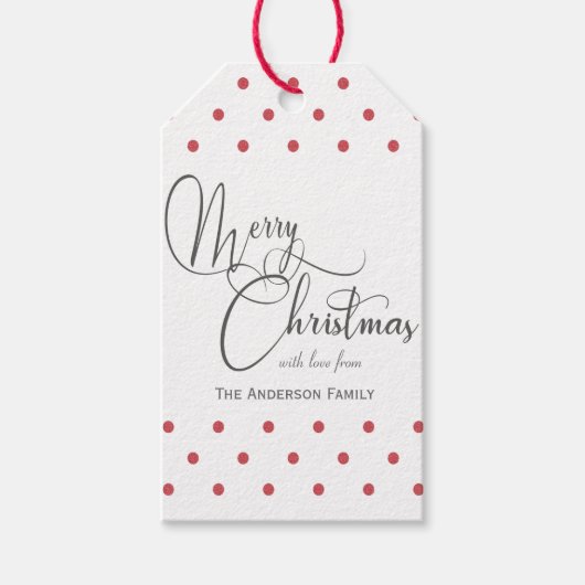 Labels met rode polka-stippen cadeaulabel (Voorkant)