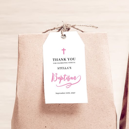 Labels met roze bruismakreel cadeaulabel