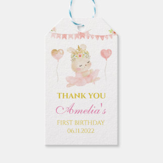 Labels met roze bunny ballerina cadeau cadeaulabel