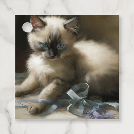 Labels met siamese Kitten Gift Teken Tangle (Voorkant)