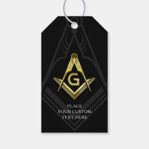 Labels met zwart en gouden Masonic Gift   Vrije pa Cadeaulabel