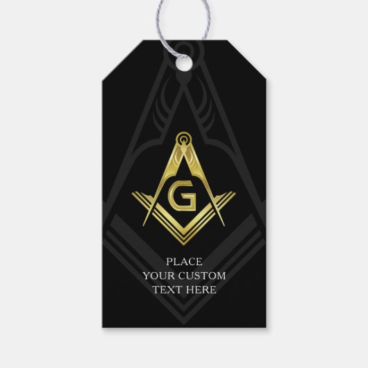 Labels met zwart en gouden Masonic Gift | Vrije pa Cadeaulabel (Voorkant)