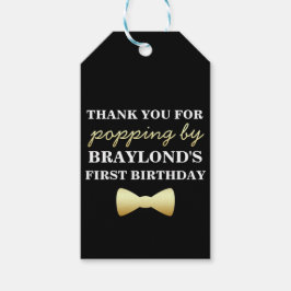 Labels met zwarte en goudmasten met rode Stropdass Cadeaulabel