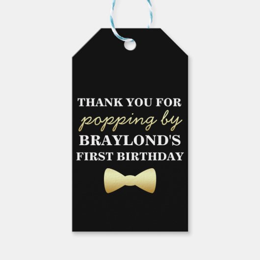 Labels met zwarte en goudmasten met rode Stropdass Cadeaulabel (Voorkant)