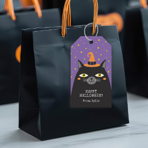 Labels met zwarte kattenkaartjes cadeaulabel