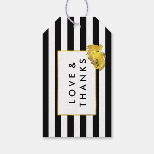 Labels met zwarte streep en gouden pony Wedding Fa Cadeaulabel (Voorkant)