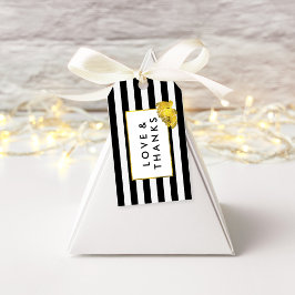 Labels met zwarte streep en gouden pony Wedding Fa Cadeaulabel