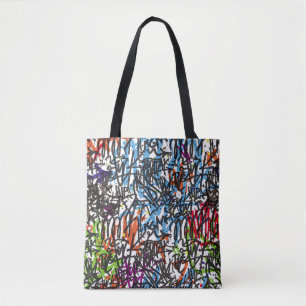 labels naadloos patroon. Graffiti achtergrond.kuns Tote Bag