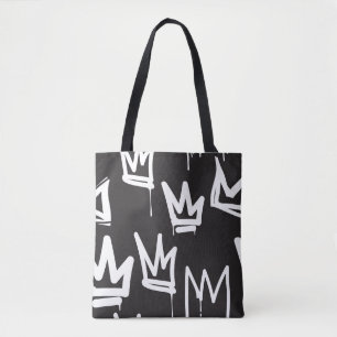 labels naadloos patroon. Mode zwarte en witte grij Tote Bag
