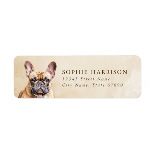 Labels op het Franse bulldog-adres (Voorkant)