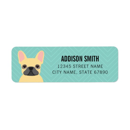 Labels op het Franse bulldog-adres (Voorkant)