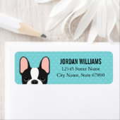 Labels op het Franse bulldog-adres (Insitu)