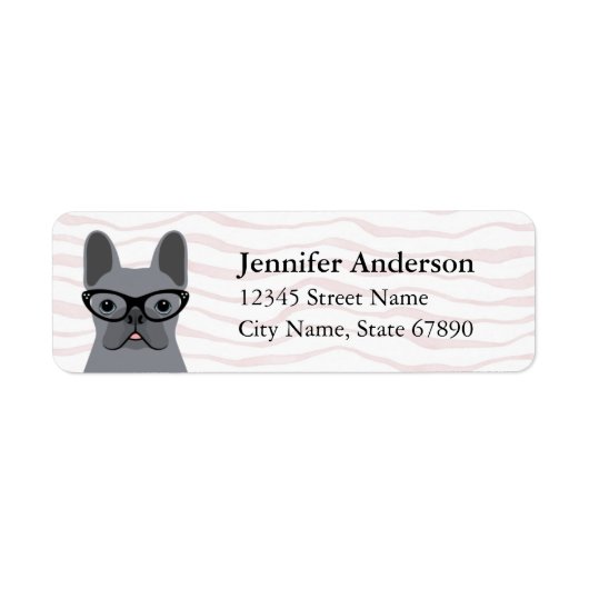 Labels op het Franse bulldog-adres (Voorkant)