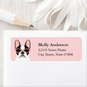 Labels op het Franse bulldog-adres (Insitu)