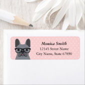 Labels op het Franse bulldog-adres (Insitu)