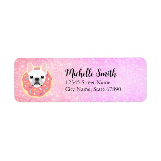 Labels op het Franse bulldog-adres (Voorkant)