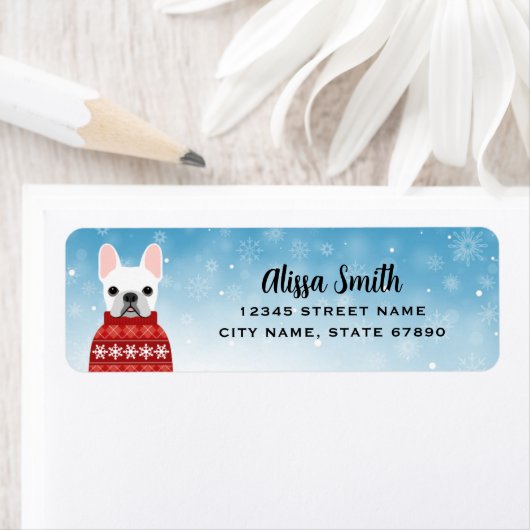 Labels op het Franse bulldog-adres (Insitu)