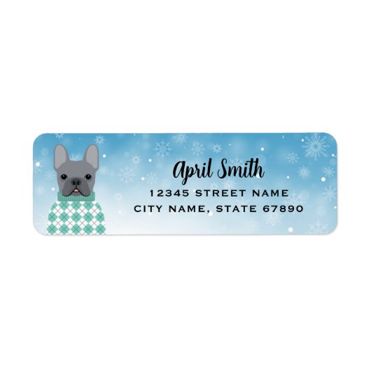 Labels op het Franse bulldog-adres (Voorkant)
