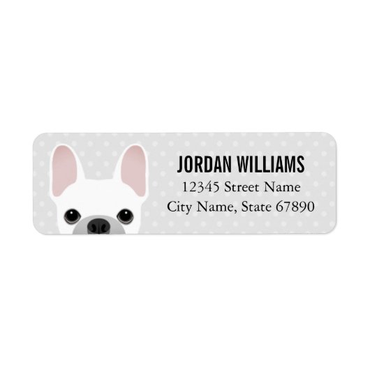Labels op het Franse bulldog-adres (Voorkant)