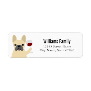 Labels op het Franse bulldog-adres