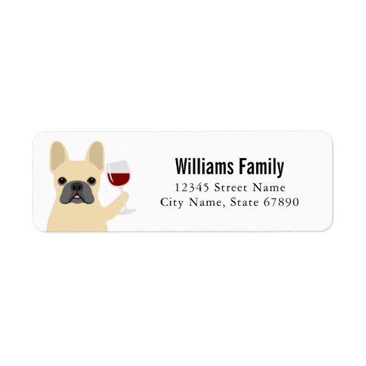 Labels op het Franse bulldog-adres (Voorkant)