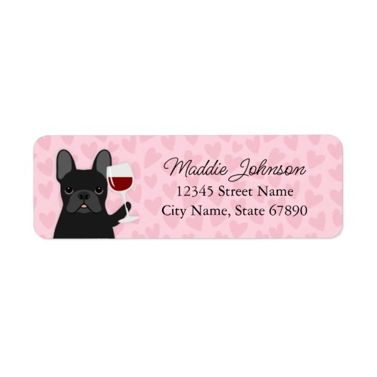 Labels op het Franse bulldog-adres (Voorkant)