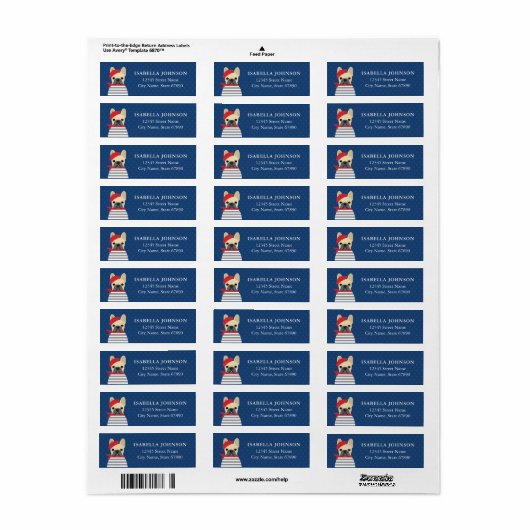 Labels op het Franse bulldog-adres (Full Sheet)