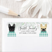 Labels op het Franse bulldog-adres (Insitu)