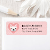 Labels op het Franse bulldog-adres (Insitu)