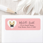 Labels op het Franse bulldog-adres (Insitu)