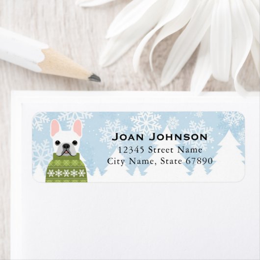 Labels op het Franse bulldog-adres (Insitu)