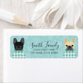 Labels op het Franse bulldog-adres (Insitu)