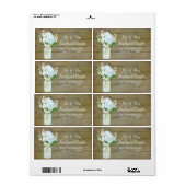 Labels Rustiek Land Mason Jar Blauw Hydrangeas (Full Sheet)