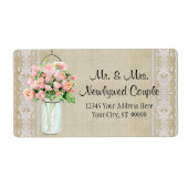 Labels Rustiek Land Mason Jar Blush Roze Rozen (Voorkant)