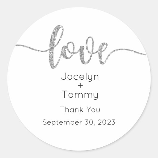 Labels, Script, Love Classic Ronde Sticker (Voorkant)