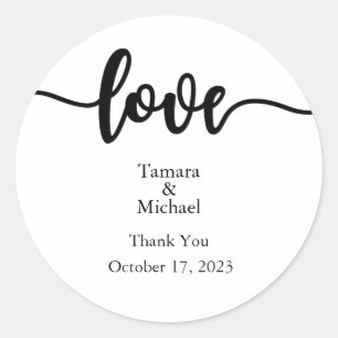 Labels, Script, Love Classic Ronde Sticker