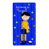 Labels Stickers Bookplate Boy Skateboard (Voorkant)