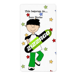 Labels Stickers Bookplate Boy Skateboard